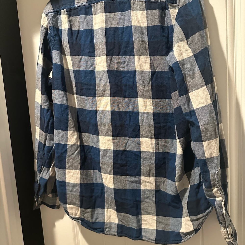 J.Crew Mens Authentic Workwear Dress Shirt Medium Blue Plaid Front Pocket Cotton - Picture 11 of 12